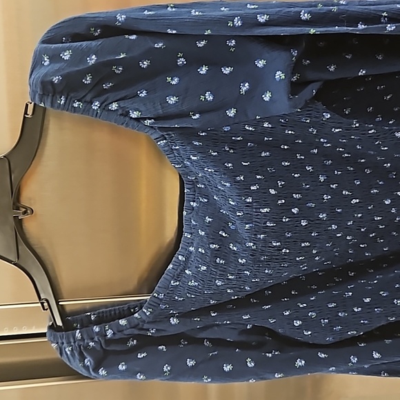 💕MADEWELL💕 Lucille Balloon Sleeve Smocked Top ~ Classic Indigo XL NWT - Picture 9 of 13